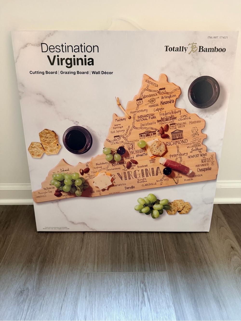 Destination Virginia Bamboo Cutting & Grazing Board - Natural Wood